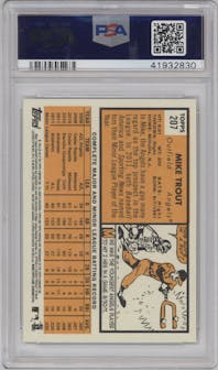 Mike Trout from the 2012 Topps Heritage set graded by PSA and given an overall grade of 9.