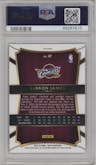LeBron James from the 2015-16 Panini Select  set featuring a Silver Prizm parallel graded by PSA and given an overall grade of 10.