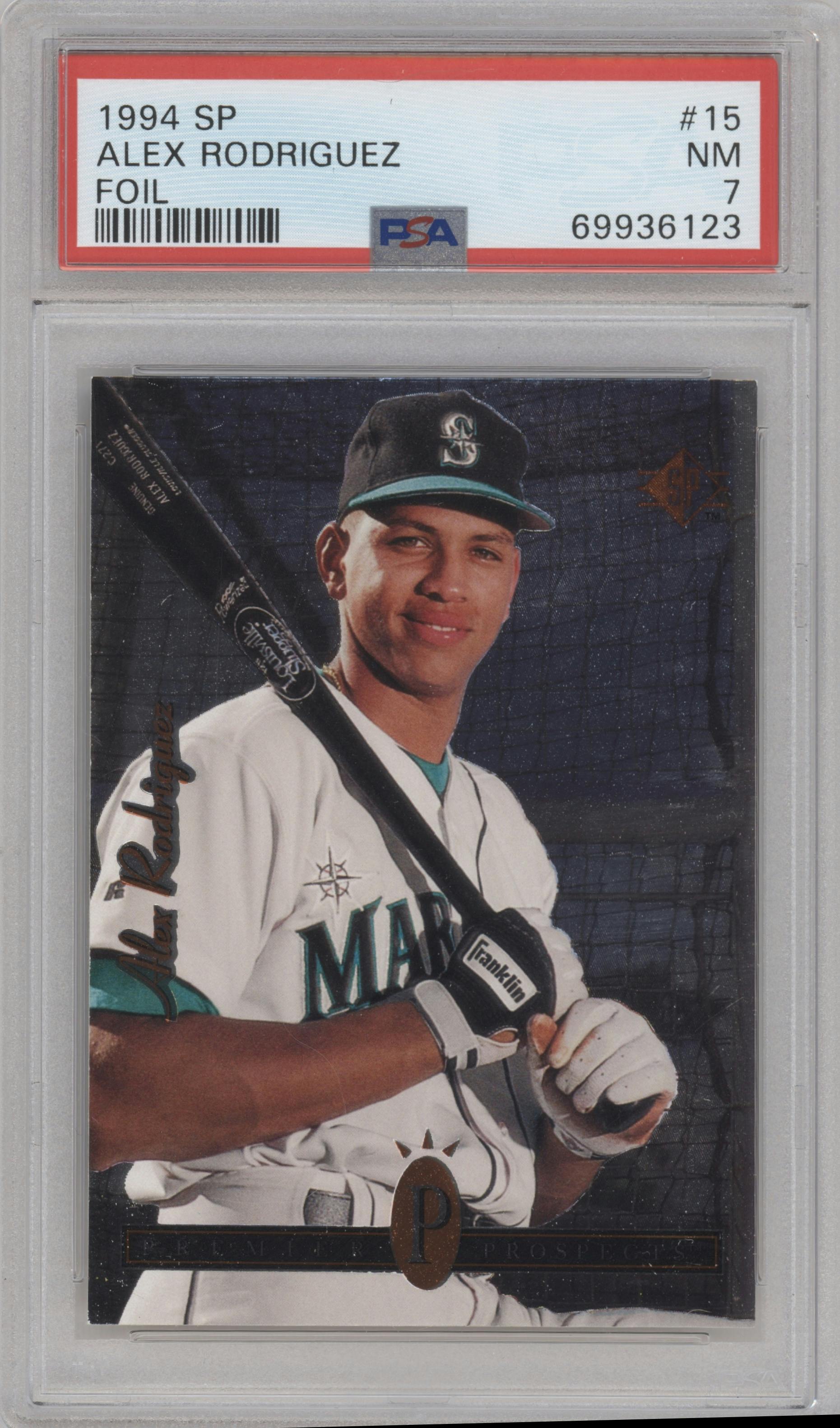 Alex Rodriguez from the 1994 SP set graded by PSA and given an overall grade of 7.