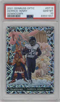 Derrick Henry from the 2021 Panini Donruss Optic set graded by PSA and given an overall grade of 10.