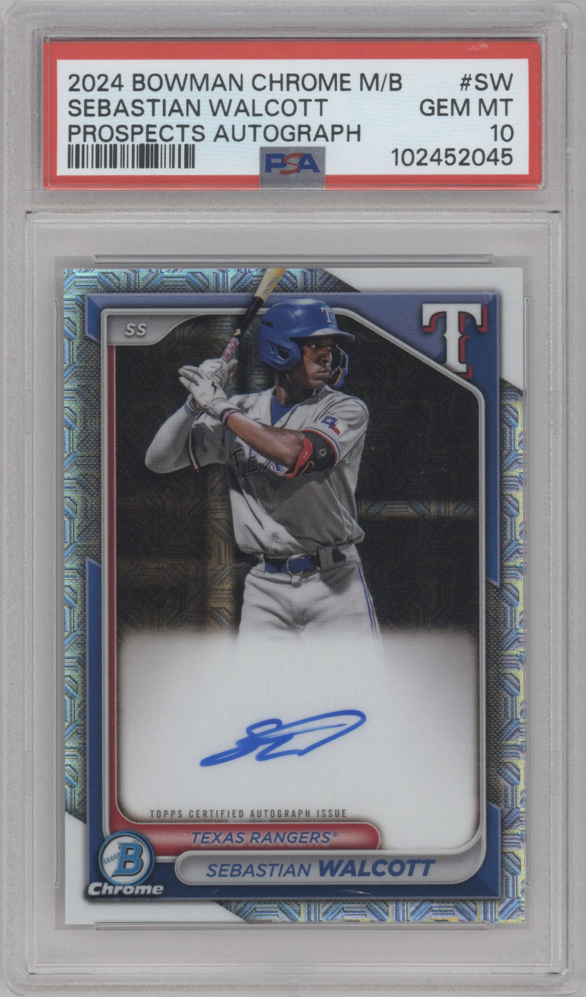 2024 Bowman Chrome Mega Box Chr.Pros.Auto Sebastian Walcott PSA 10