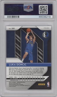 Luka Doncic from the 2018-19 Panini Prizm set featuring a Silver Prizm parallel graded by PSA and given an overall grade of 9.