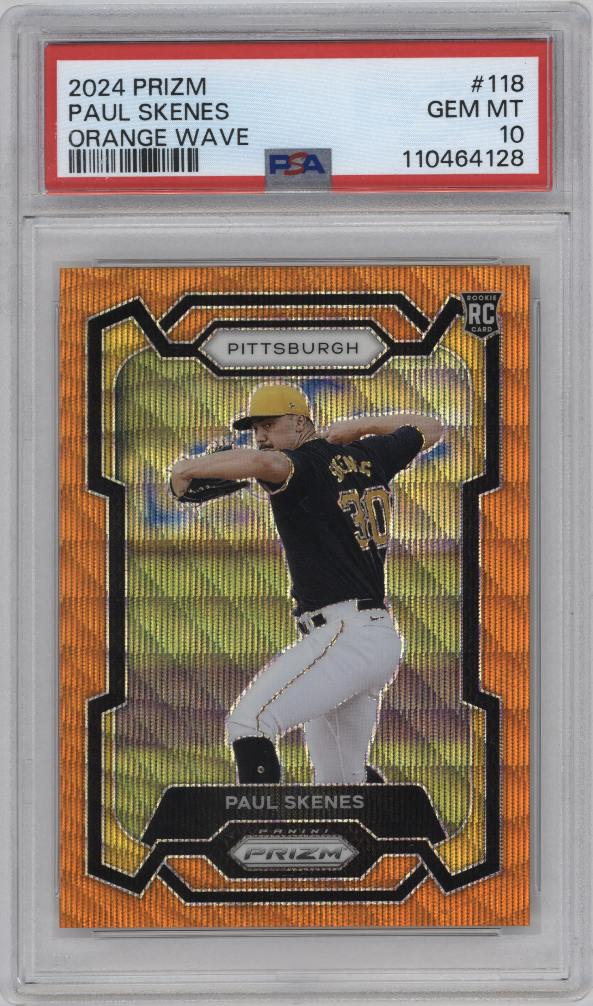2024 Panini Prizm Paul Skenes Orange Wave #118 PSA 10