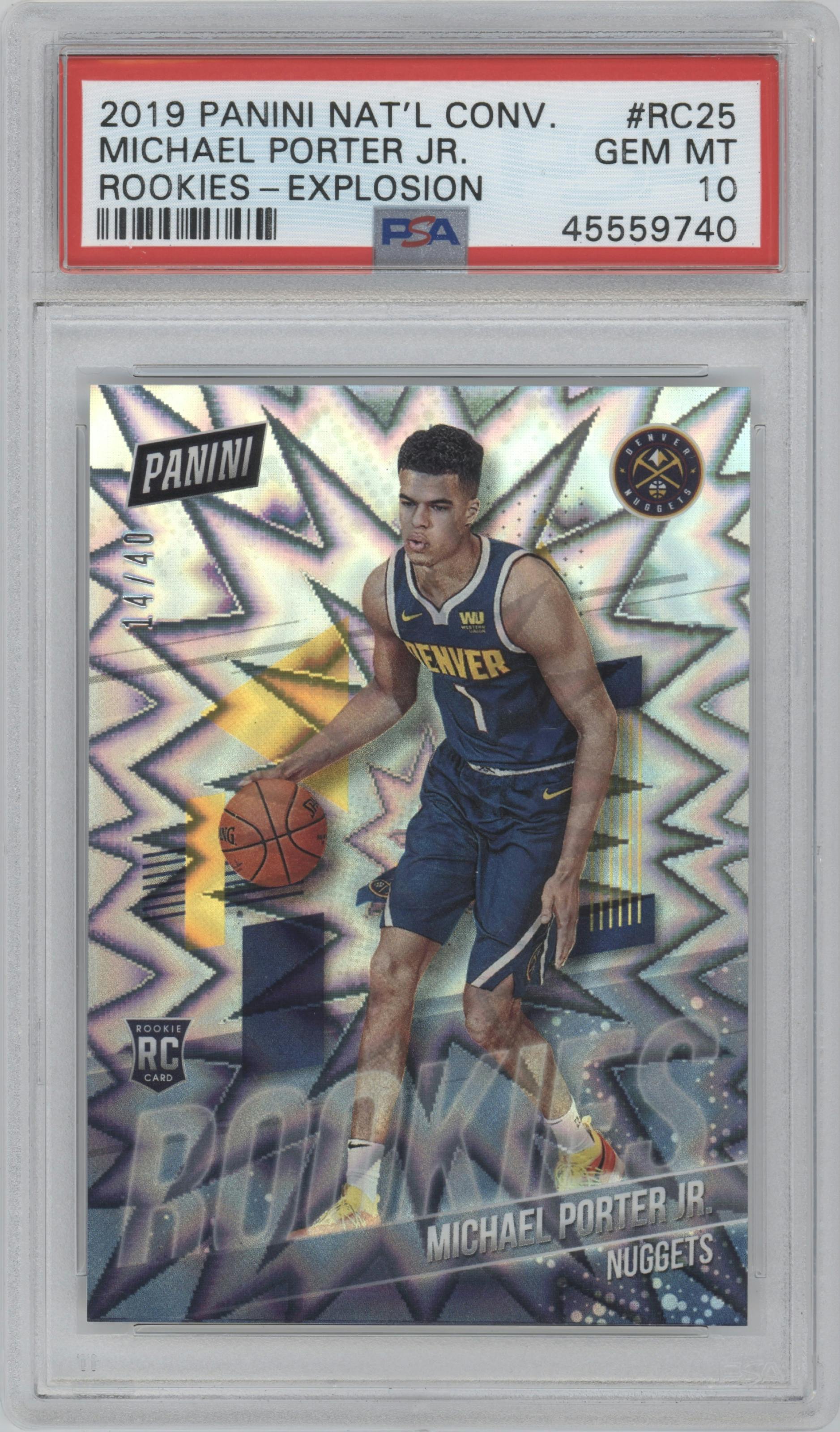 Michael Porter Jr. from the 2019 Panini The National VIP set featuring a Explosion parallel graded by PSA and given an overall grade of 10.
