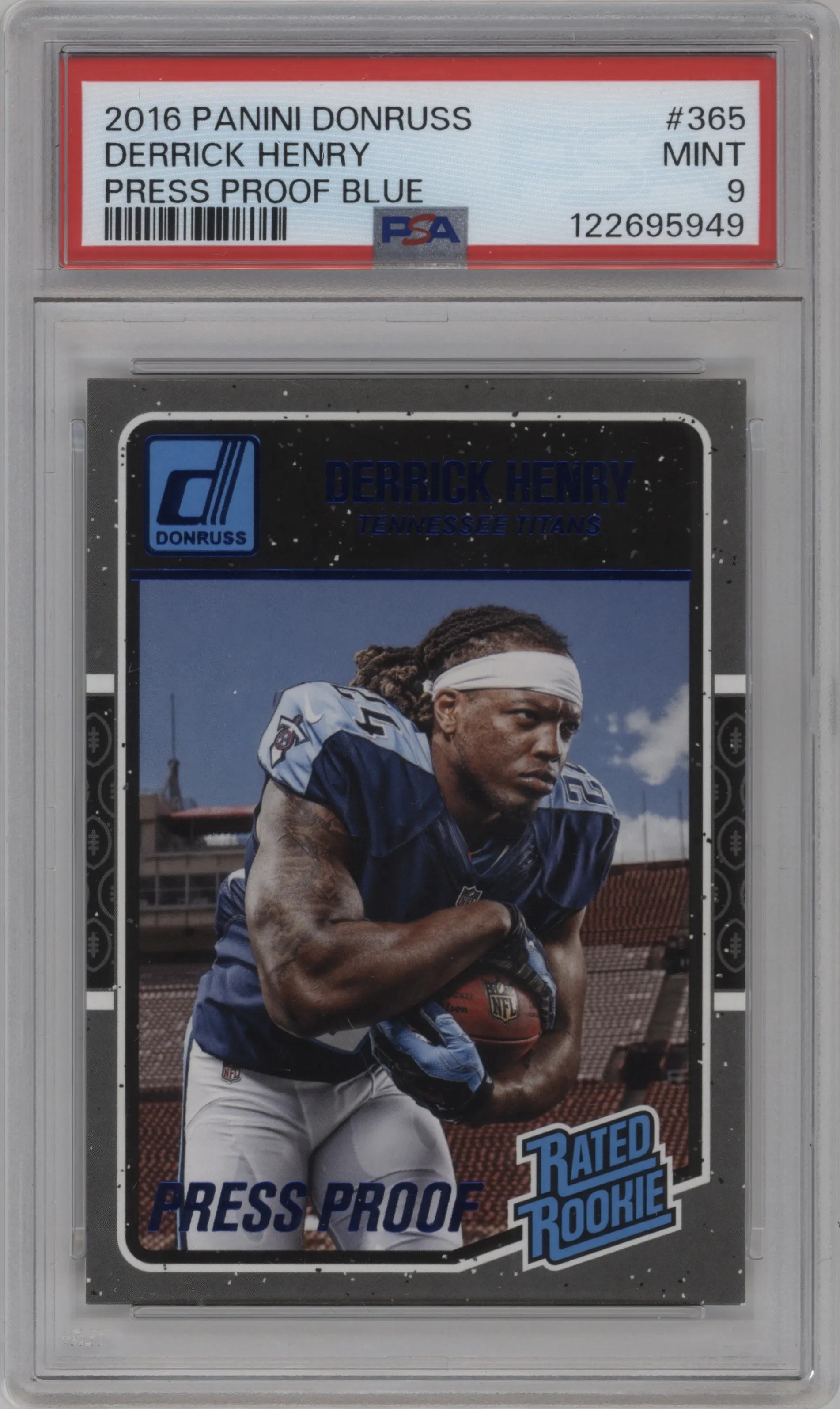 2016 Panini Donruss Rated Rookie Derrick Henry Press Proof Blue #365 PSA 9