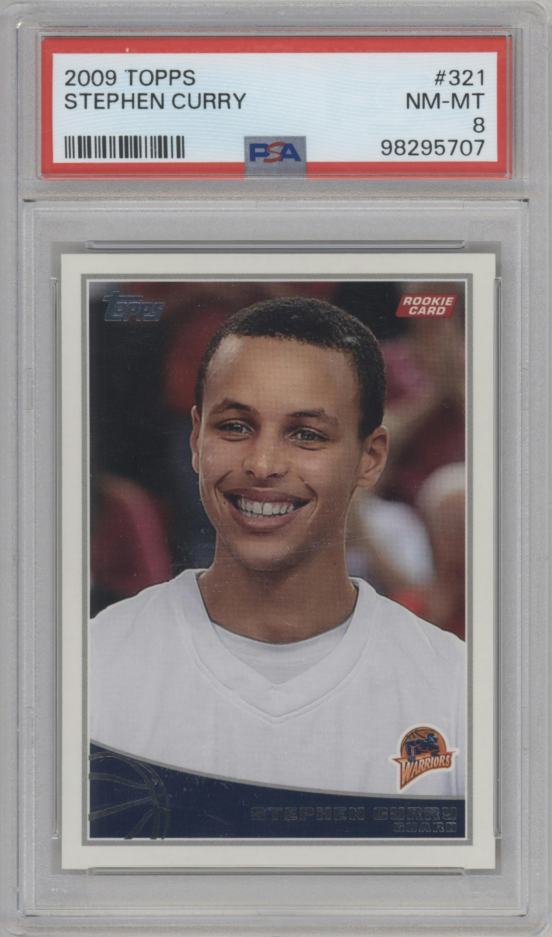 Stephen Curry from the 2009-10 Topps set graded by PSA and given an overall grade of 8.