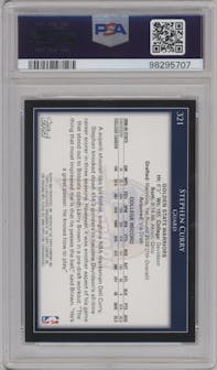 Stephen Curry from the 2009-10 Topps set graded by PSA and given an overall grade of 8.