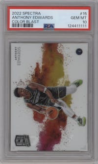 Anthony Edwards from the 2022-23 Panini Spectra set graded by PSA and given an overall grade of 10.