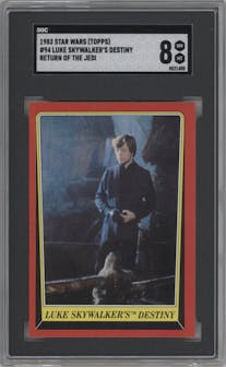 Luke Skywalker's Destiny from the 1983 Topps Star Wars Return of the Jedi Series 1 set graded by SGC and given an overall grade of 8.