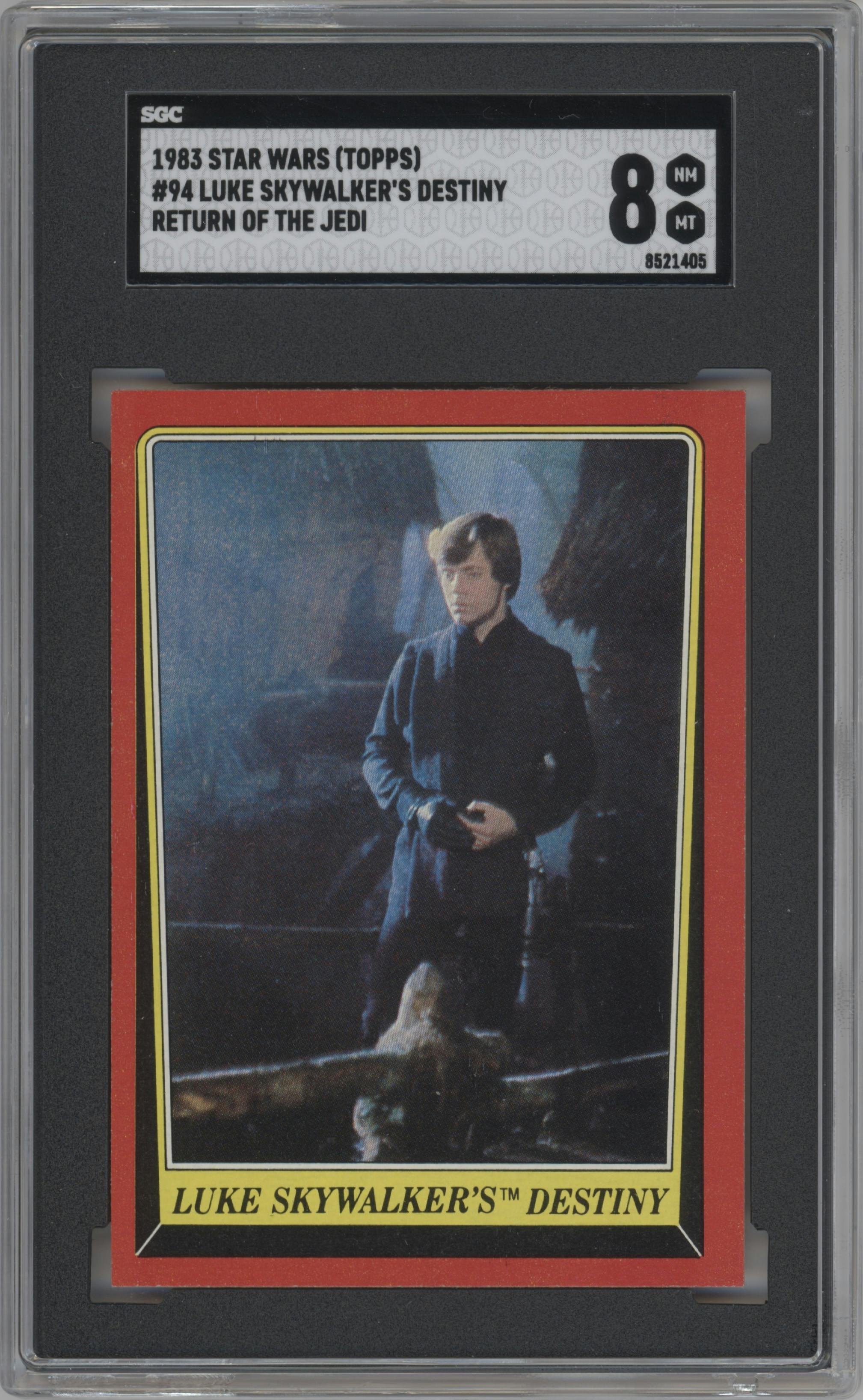 Luke Skywalker's Destiny from the 1983 Topps Star Wars Return of the Jedi Series 1 set graded by SGC and given an overall grade of 8.