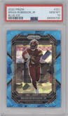 Brian Robinson Jr. from the 2022 Panini Prizm set featuring a Blue Ice parallel graded by PSA and given an overall grade of 10.