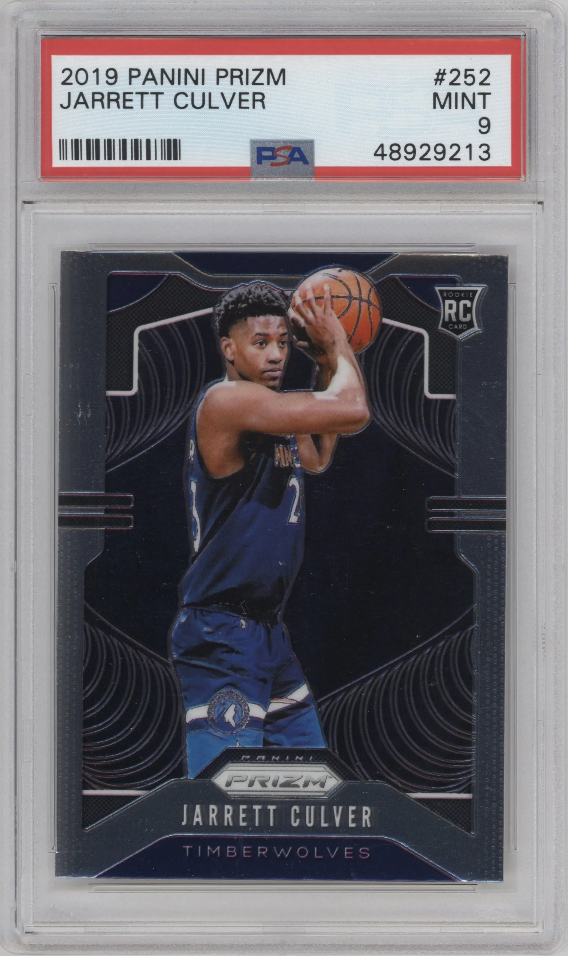 Jarrett Culver from the 2019-20 Panini Prizm set graded by PSA and given an overall grade of 9.