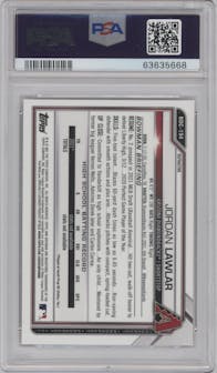 Jordan Lawlar from the 2021 Bowman Draft set featuring a Refractor parallel graded by PSA and given an overall grade of 10.