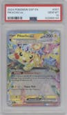 Pikachu ex from the 2024 Pokemon SV set graded by PSA and given an overall grade of 10.