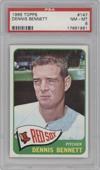 Dennis Bennett from the 1965 Topps set graded by PSA and given an overall grade of 8.