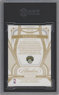 Ray Allen from the 2023-24 Panini Flawless set featuring a Bronze parallel graded by SGC and given an overall grade of 9.