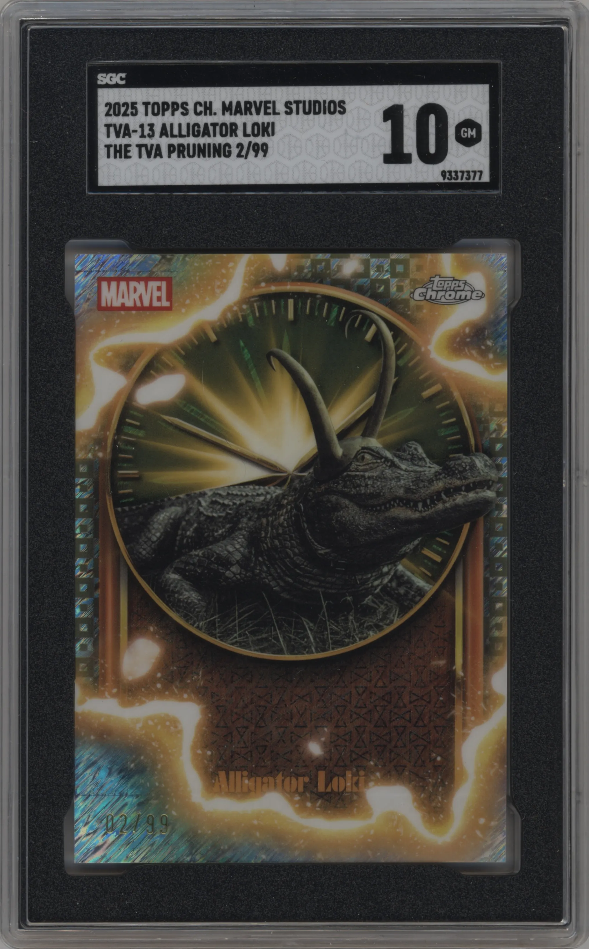 2025 Topps Chrome Marvel Studios TVA Pruning Alligator Loki SGC 10