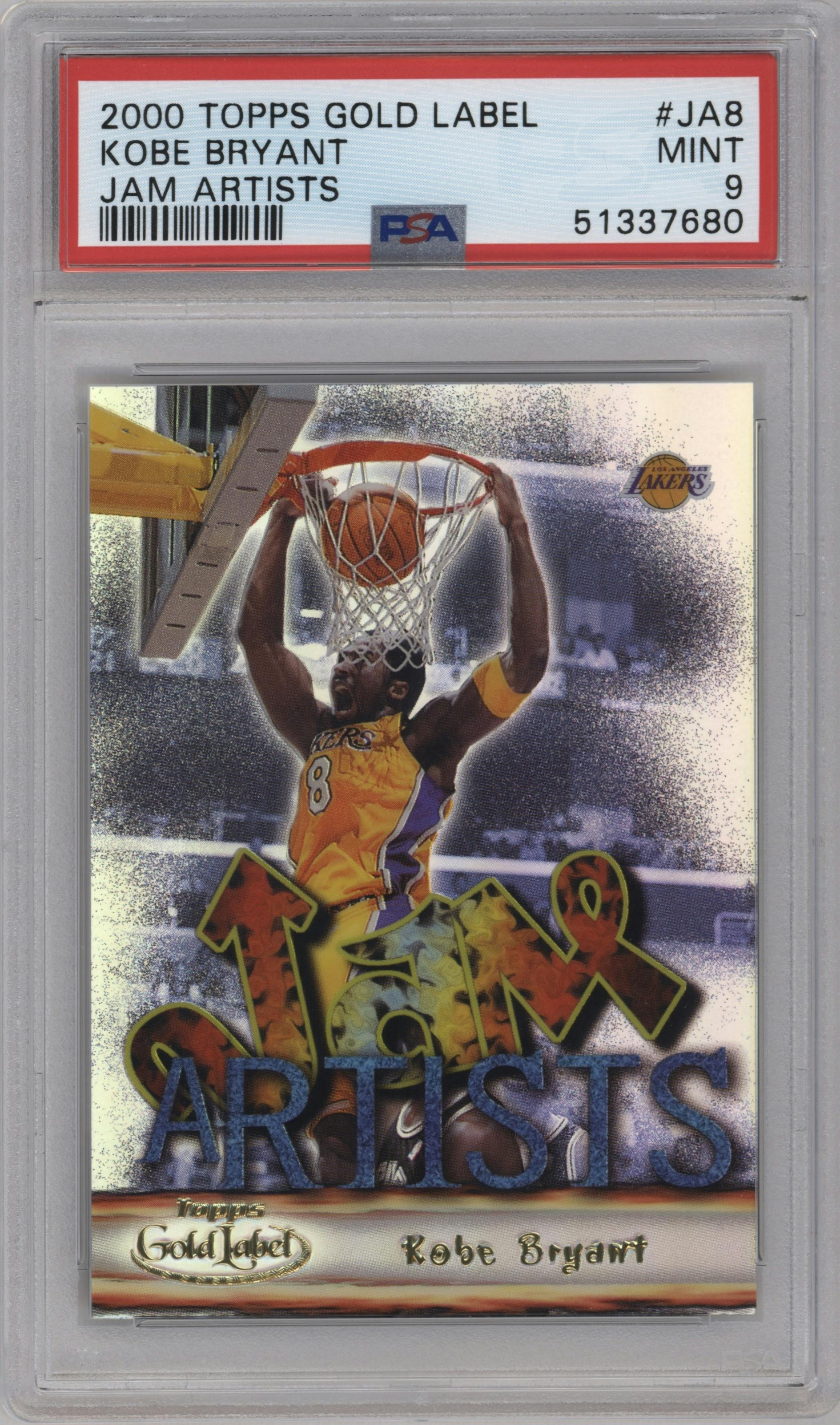 Kobe Bryant from the 2000-01 Topps Gold Label set graded by PSA and given an overall grade of 9.
