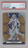 Josh Allen from the 2022 Panini Mosaic set featuring a Honeycomb parallel graded by PSA and given an overall grade of 10.