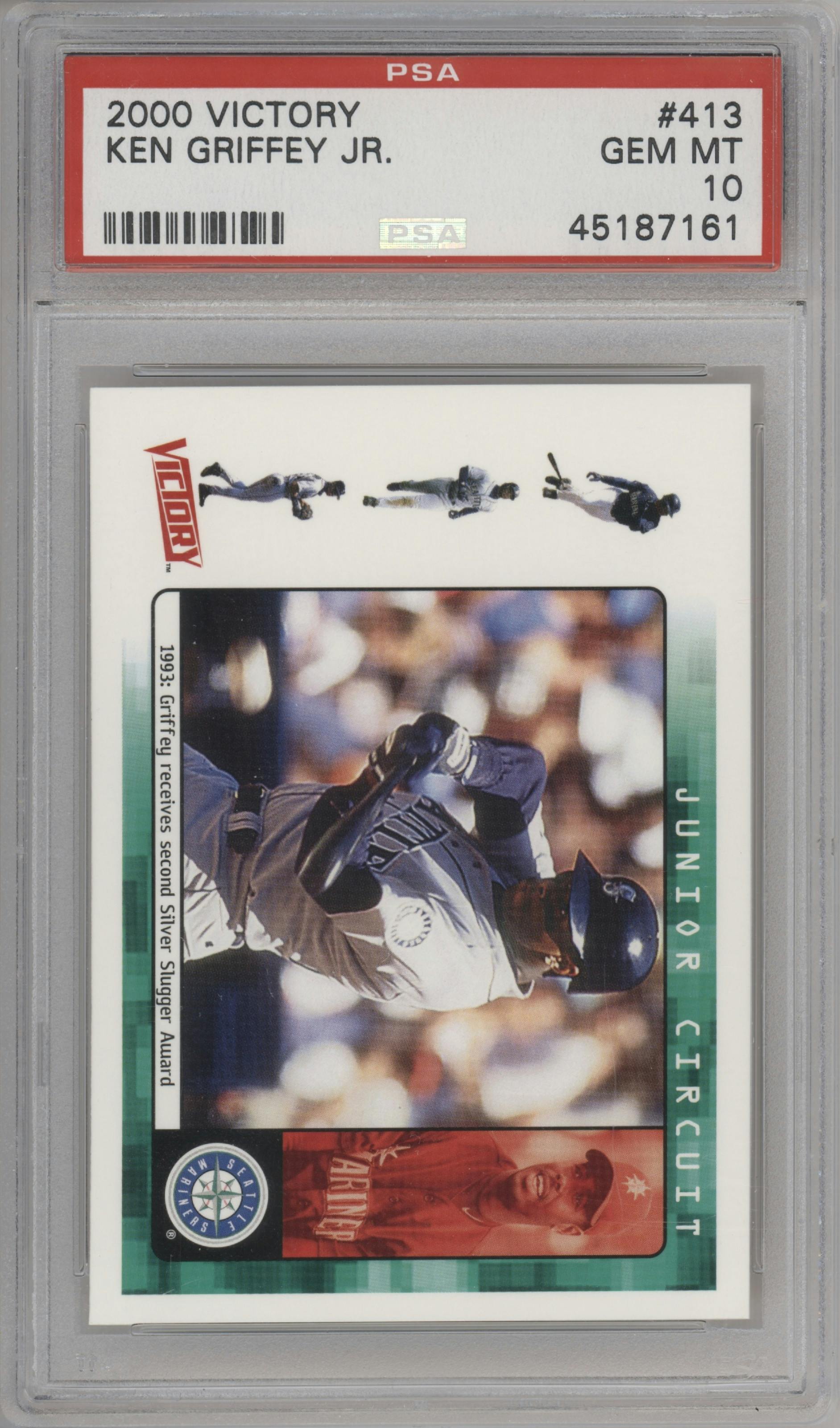 Ken Griffey Jr. from the 2000 Upper Deck Victory set graded by PSA and given an overall grade of 10.