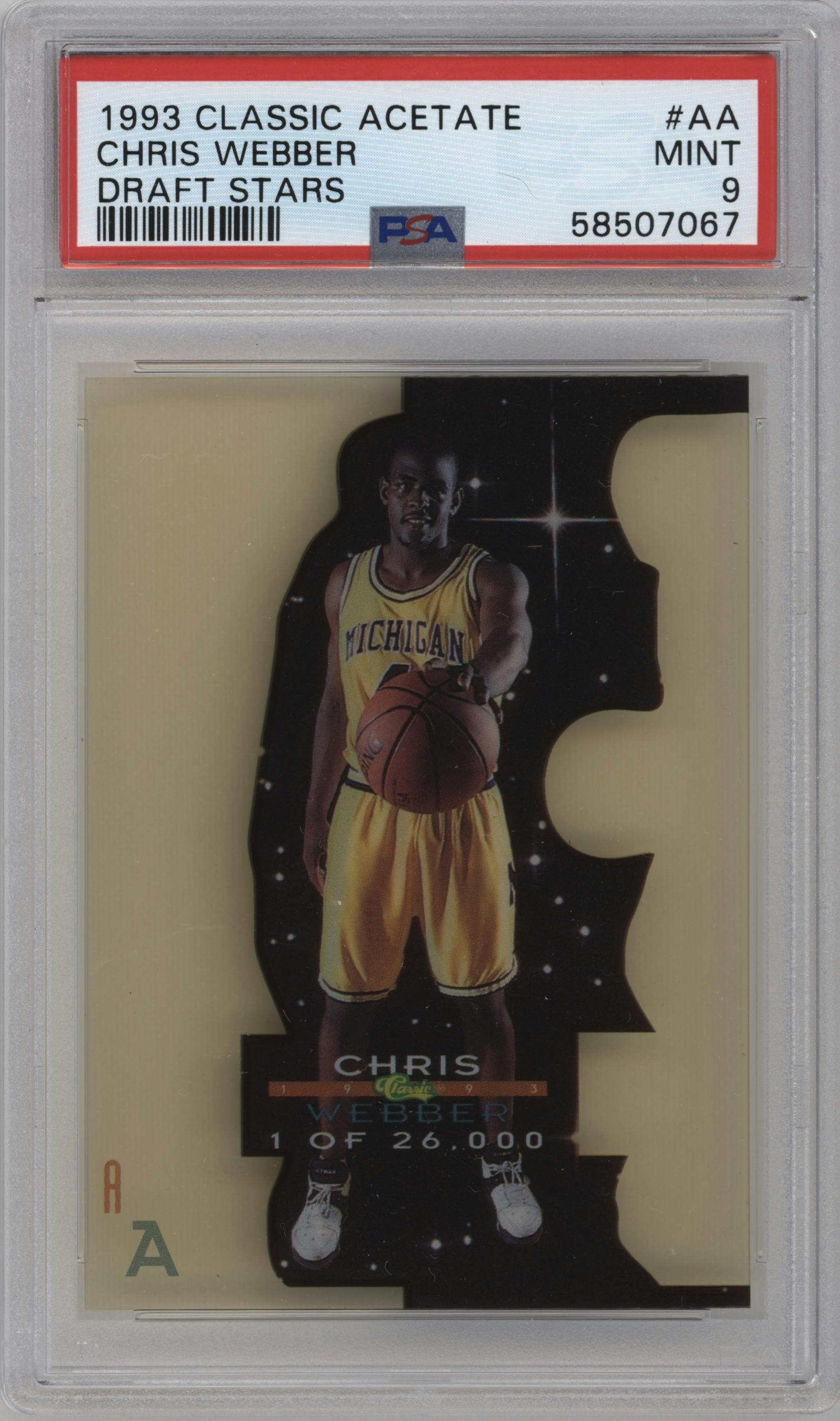 Chris Webber from the 1993 Classic Draft Picks set graded by PSA and given an overall grade of 9.