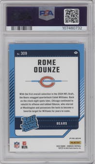 Rome Odunze from the 2024 Donruss set featuring a Red Pandora parallel graded by PSA and given an overall grade of 9.