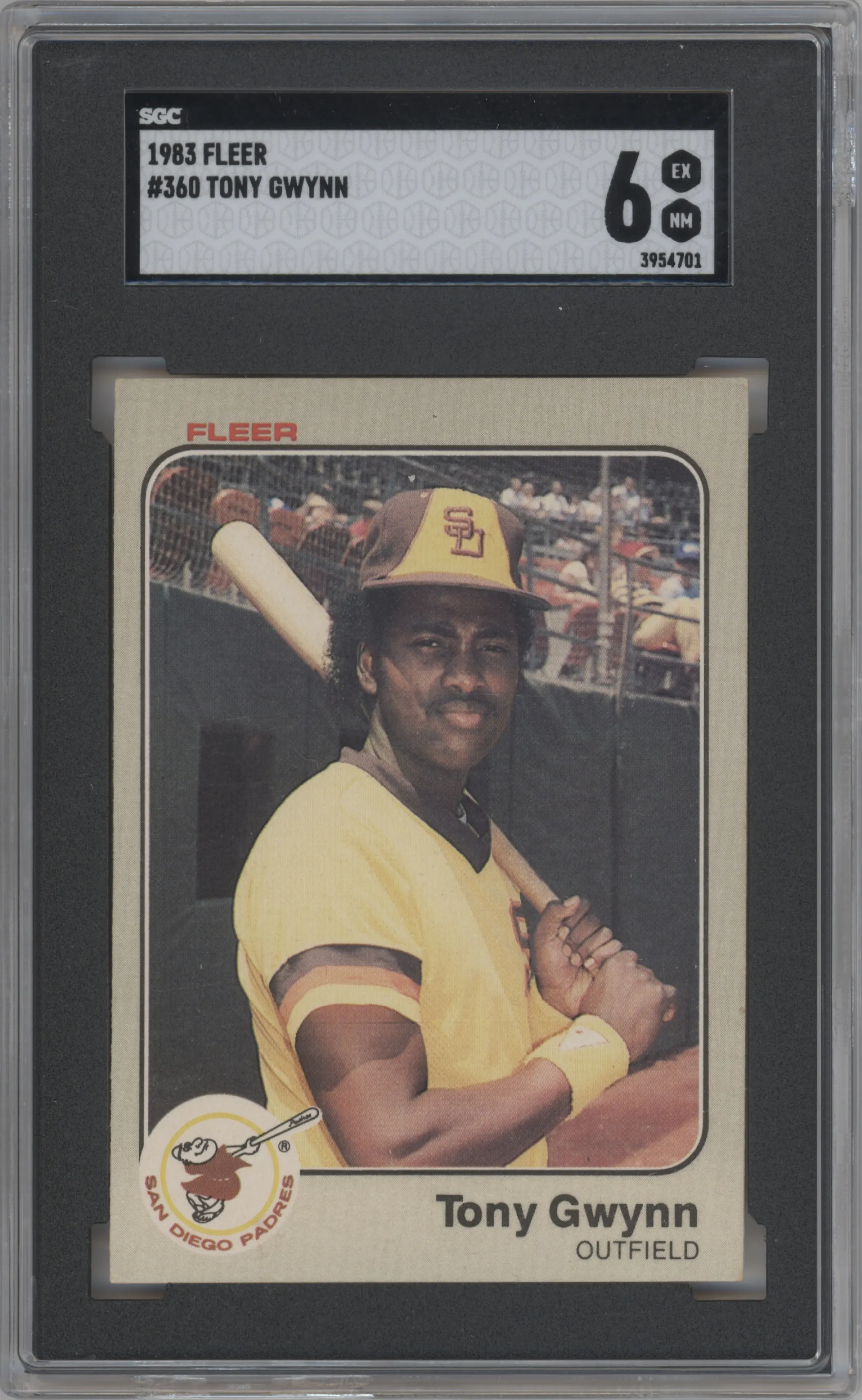 Tony Gwynn from the 1983 Fleer  set graded by SGC and given an overall grade of 6.