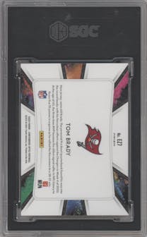 Tom Brady from the 2020 Panini Contenders Optic set graded by SGC and given an overall grade of 10.