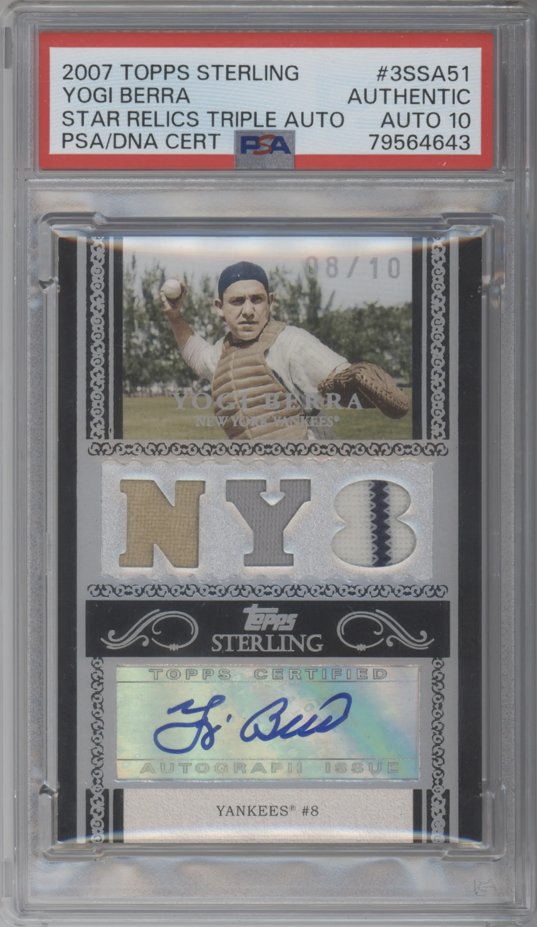 Yogi Berra from the 2008 Topps Sterling set graded by PSA.