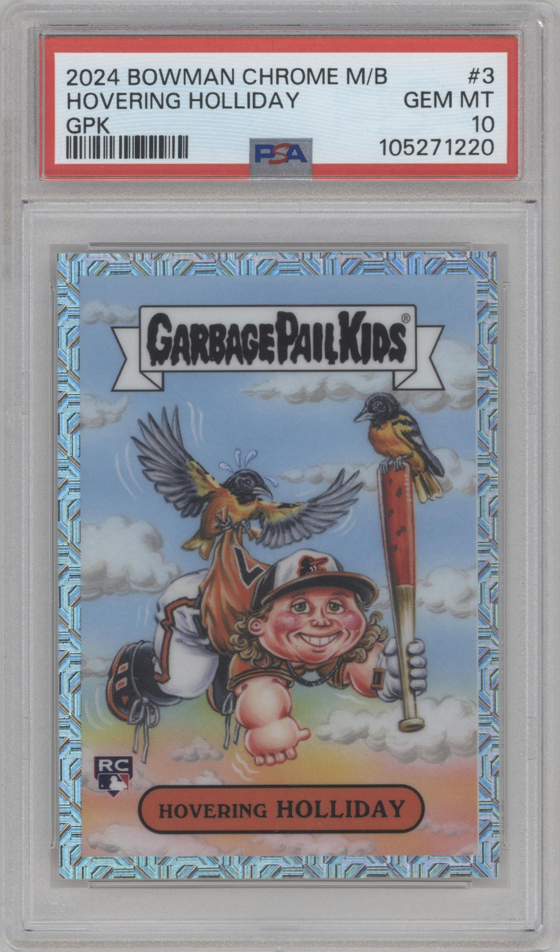 Hovering Holliday from the 2024 Bowman Chrome Mega Box set graded by PSA and given an overall grade of 10.