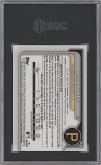Paul Skenes from the 2024 Bowman Mega Box set graded by SGC and given an overall grade of 9.5.
