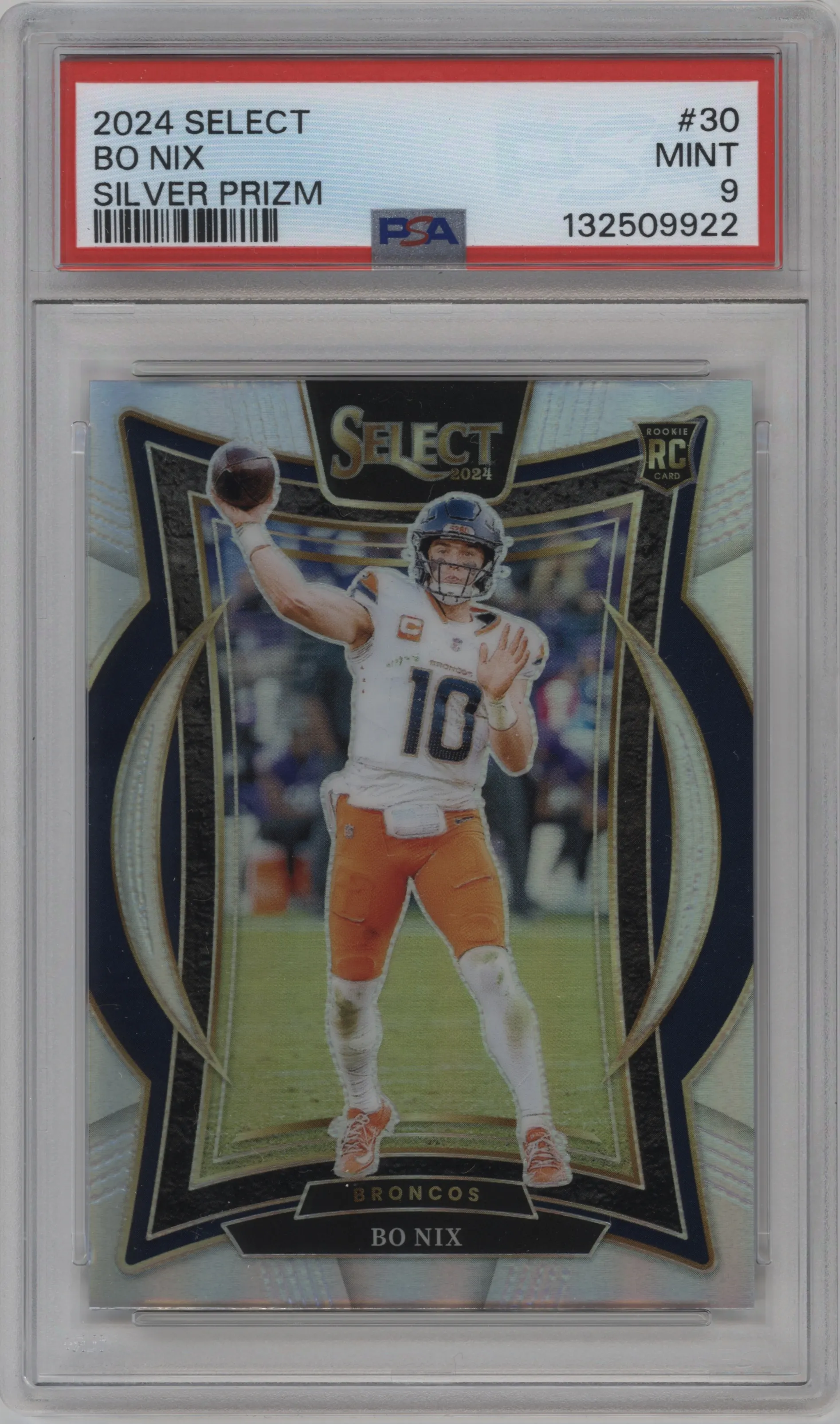 2024 Panini Select Bo Nix Silver Prizm #30 PSA 9
