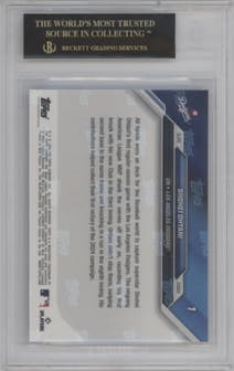 Shohei Ohtani from the 2024 Topps Now set graded by Beckett and given an overall grade of 10.
