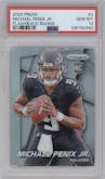 Michael Penix Jr. from the 2024 Panini Prizm set graded by PSA and given an overall grade of 10.