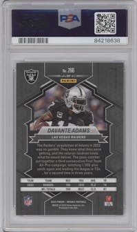 Davante Adams from the 2023 Panini Mosaic set featuring a  Genesis parallel graded by PSA and given an overall grade of 10.