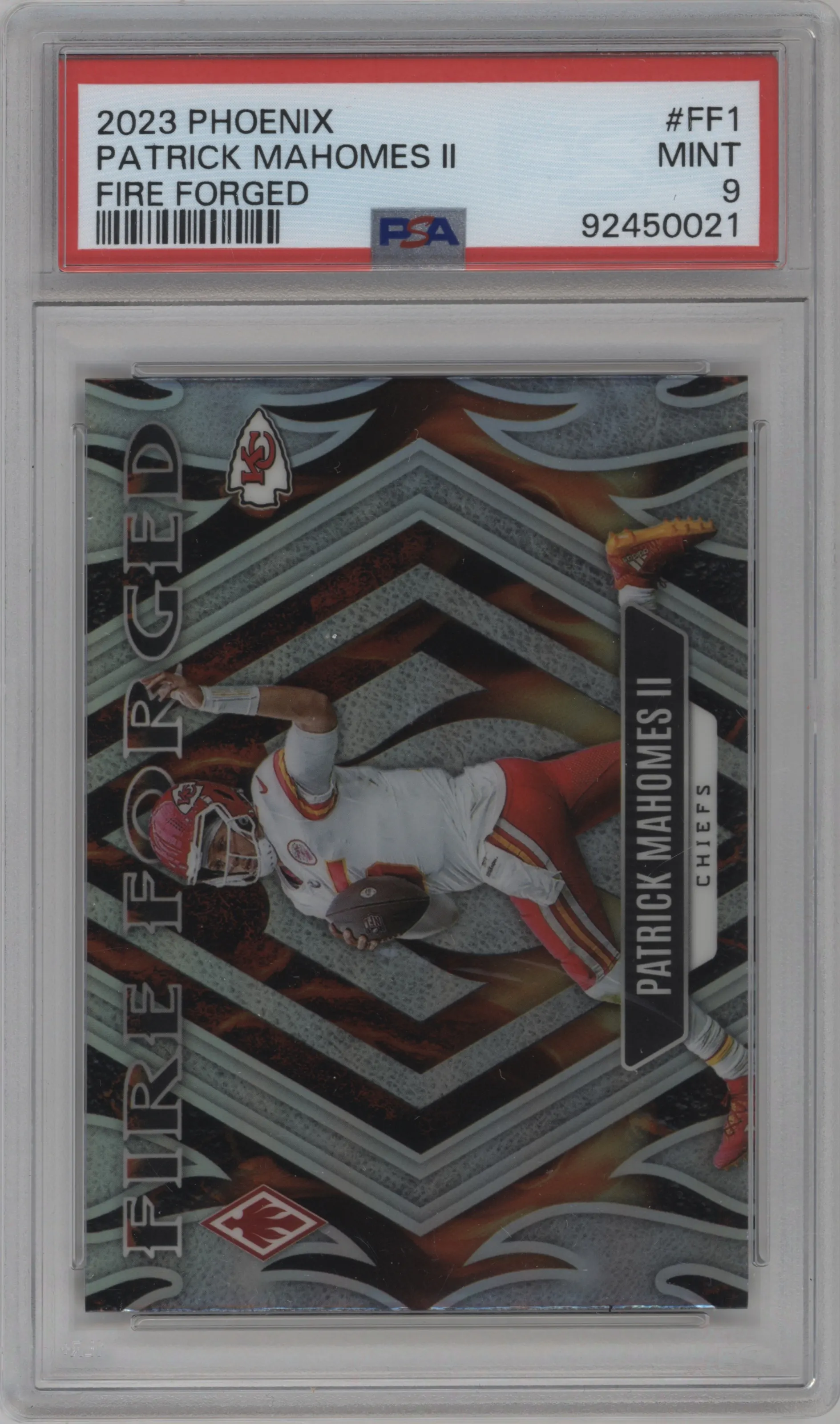 2023 Panini Phoenix Fire Forged Patrick Mahomes II PSA 9
