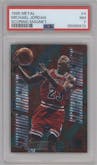Michael Jordan from the 1995-96 Fleer Metal set graded by PSA and given an overall grade of 7.