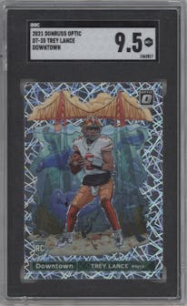 Trey Lance from the 2021 Panini Donruss Optic set graded by SGC and given an overall grade of 9.5.