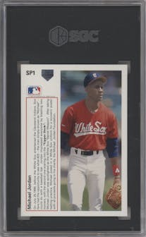 Michael Jordan from the 1991 Upper Deck set graded by SGC and given an overall grade of 9.5.