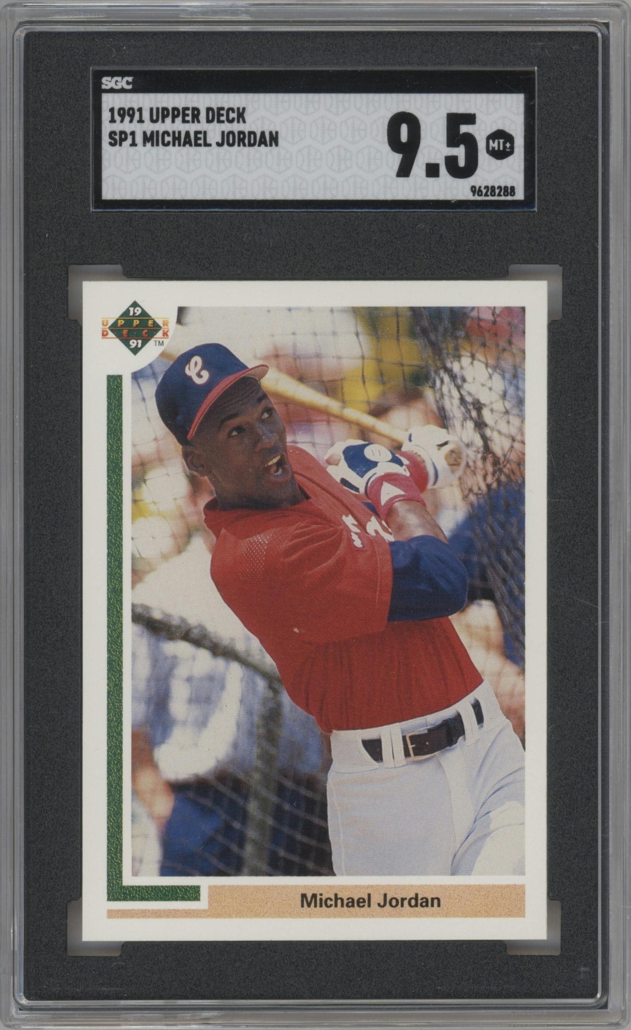 Michael Jordan from the 1991 Upper Deck set graded by SGC and given an overall grade of 9.5.