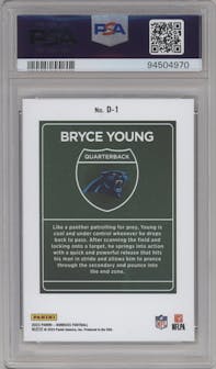 Bryce Young from the 2023 Panini Donruss set graded by PSA and given an overall grade of 10.