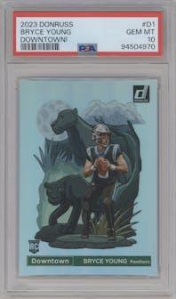 Bryce Young from the 2023 Panini Donruss set graded by PSA and given an overall grade of 10.