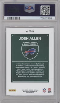 Josh Allen from the 2022 Panini Donruss set graded by PSA and given an overall grade of 10.