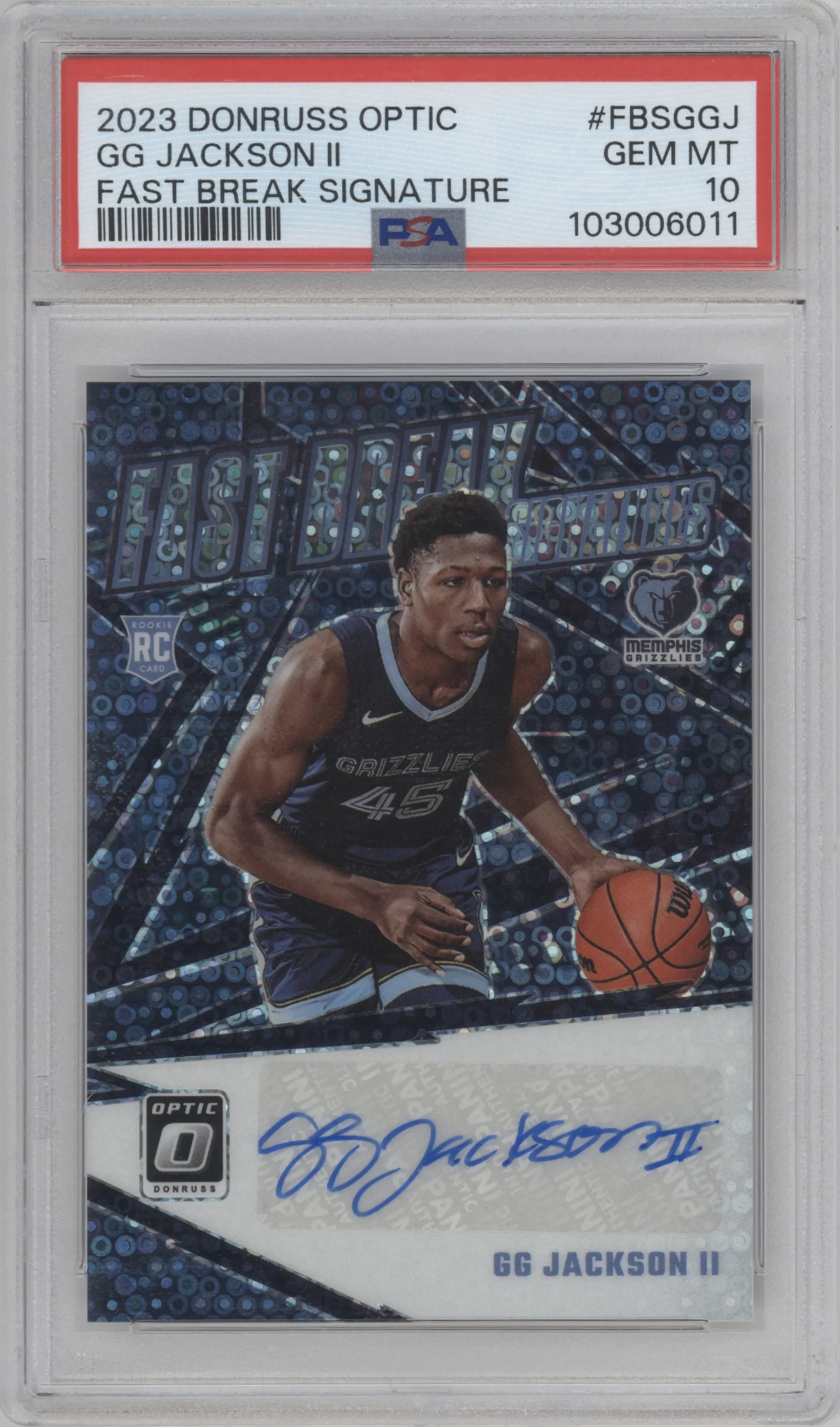GG Jackson from the 2023-24 Donruss Optic set graded by PSA and given an overall grade of 10.