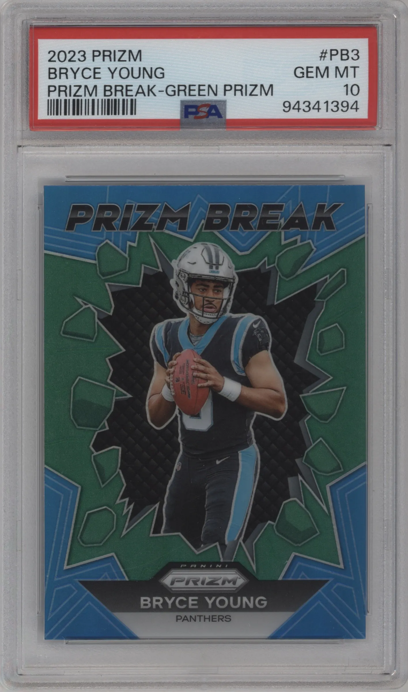 2023 Panini Prizm Prizm Break Bryce Young Green Prizm #PB-3 PSA 10