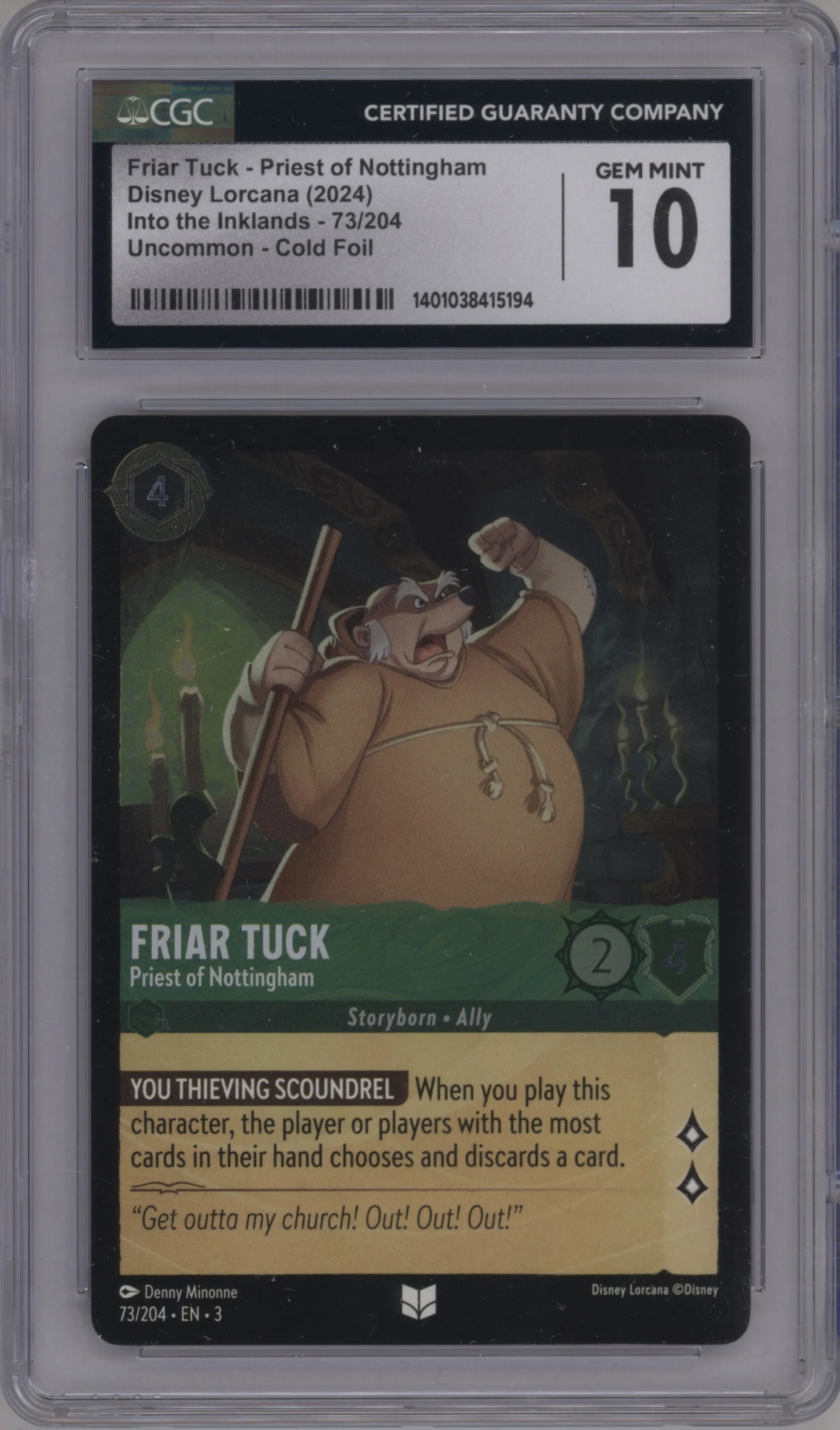 2024 Disney Lorcana Into the Inklands Friar Tuck Foil CGC 10