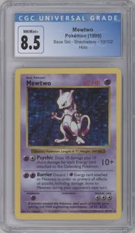 Mewtwo from the 1999 Pokemon set graded by CSG and given an overall grade of 8.5.