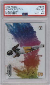 George Pickens from the 2022 Panini Prizm set graded by PSA and given an overall grade of 10.