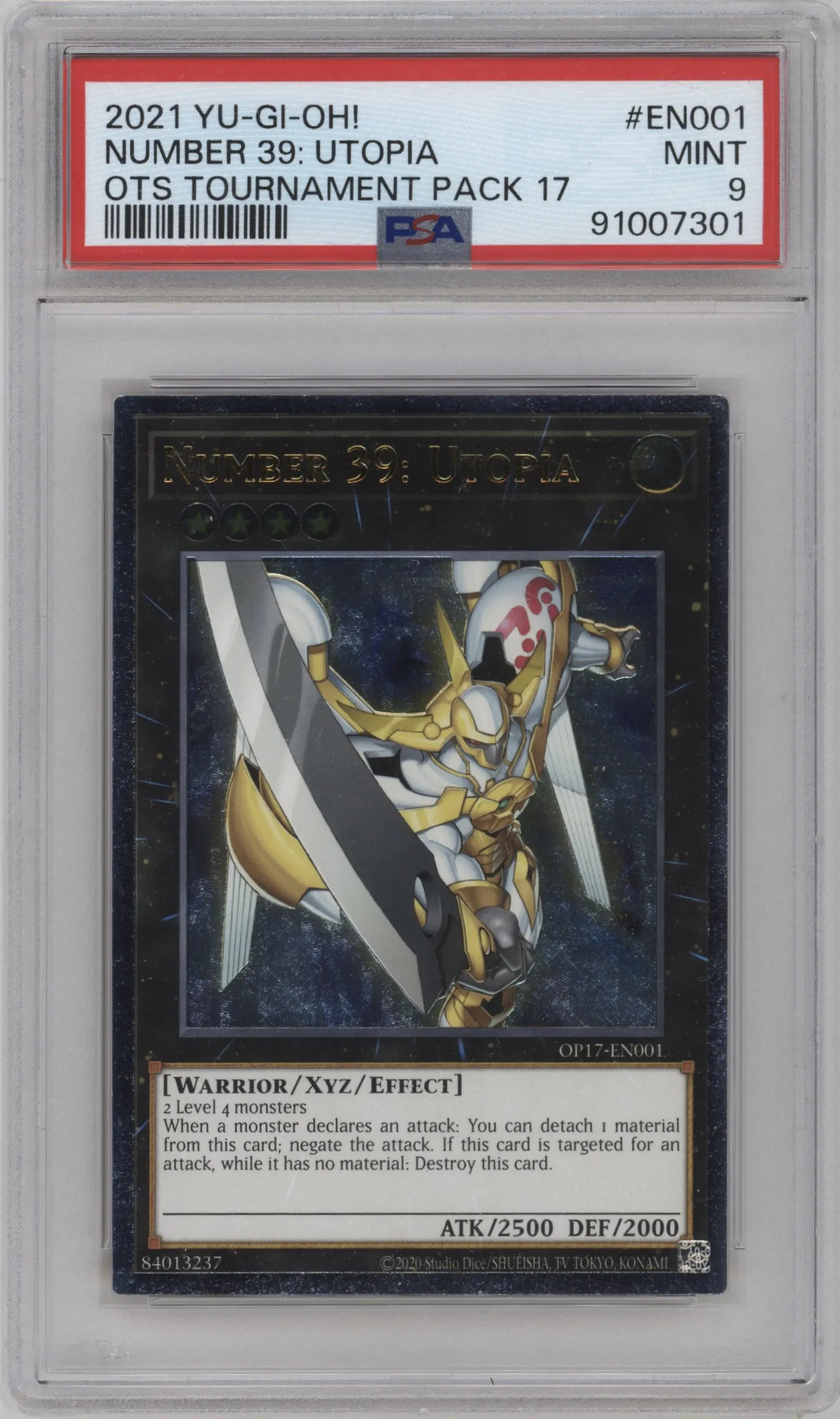 2021 Yu-Gi-Oh! OTS Tournament Pack 17 Number 39: Utopia Ultimate Rare #OP17-EN001 PSA 9
