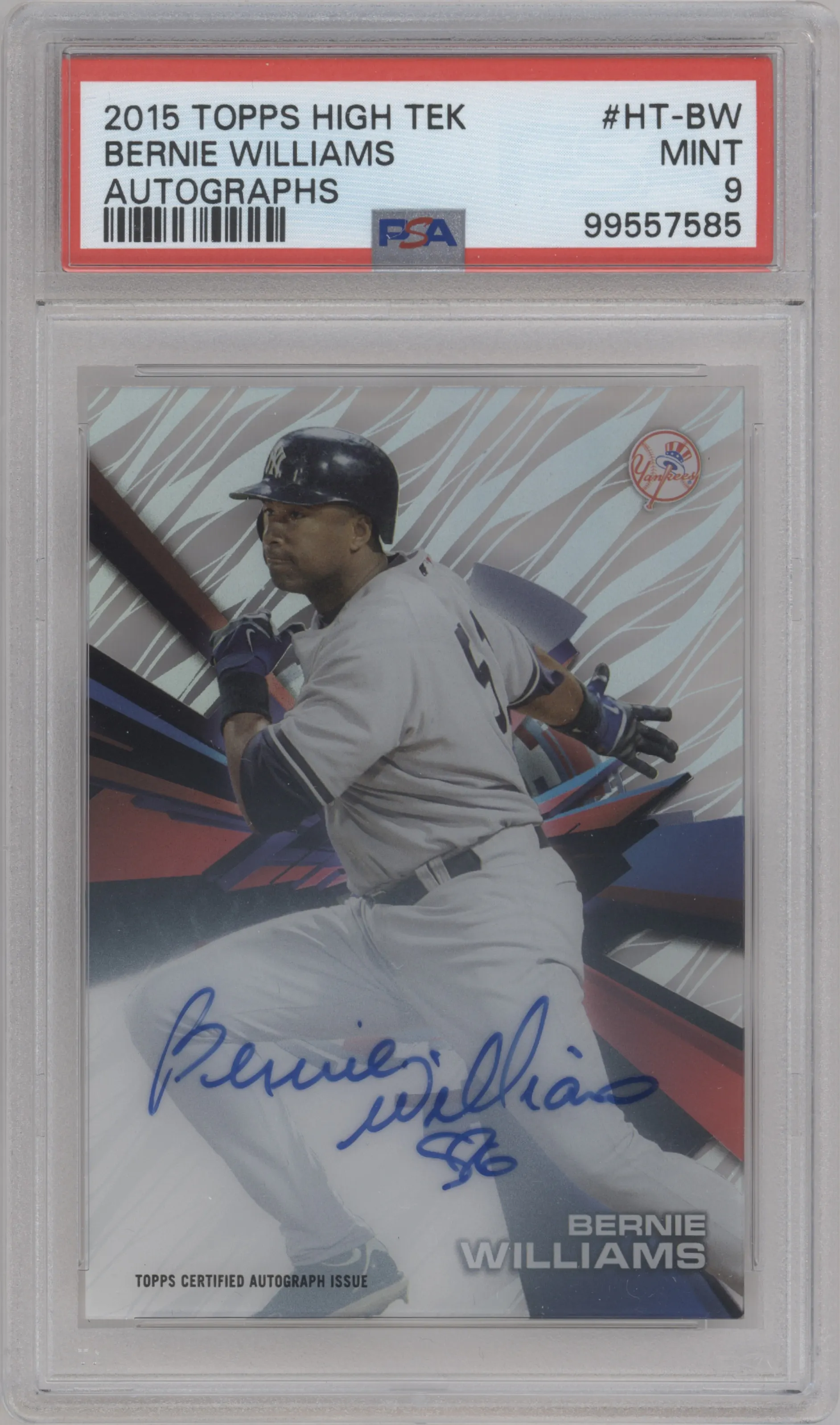  Bernie Williams from the 2015 Topps High Tek set graded by PSA and given an overall grade of 9.